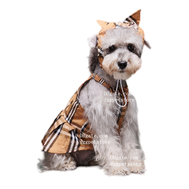 free shipping Designer Clothes Apparel ic Plaid Dresses with Headband Summer Pet Princess Skirt for Dog Cat Schnauzer French Bulldog Dress XXL Y86
