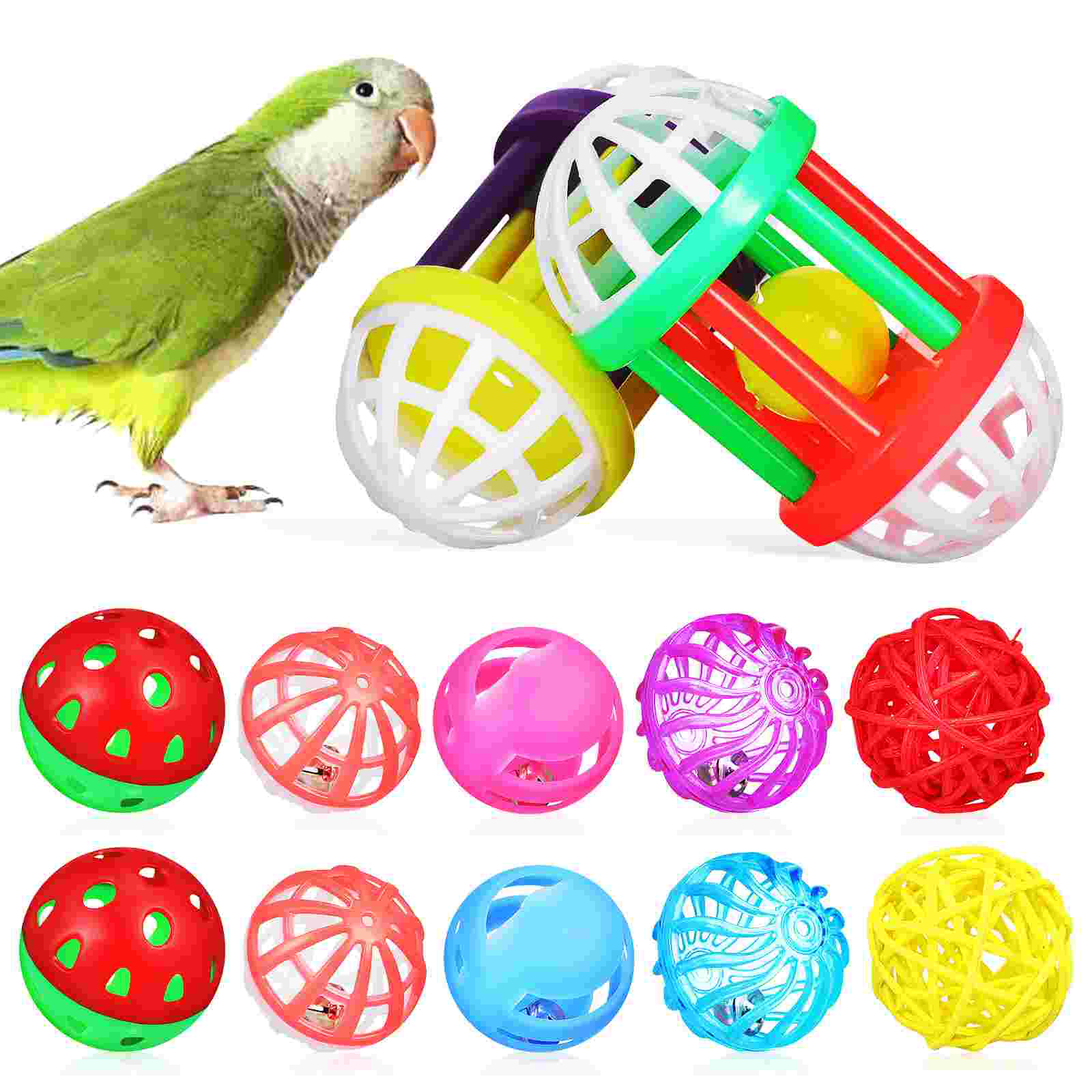 12 Pcs Pet Parrot Treats Bird Toy Ball Perches for Cages Training Toys Birds Plastic