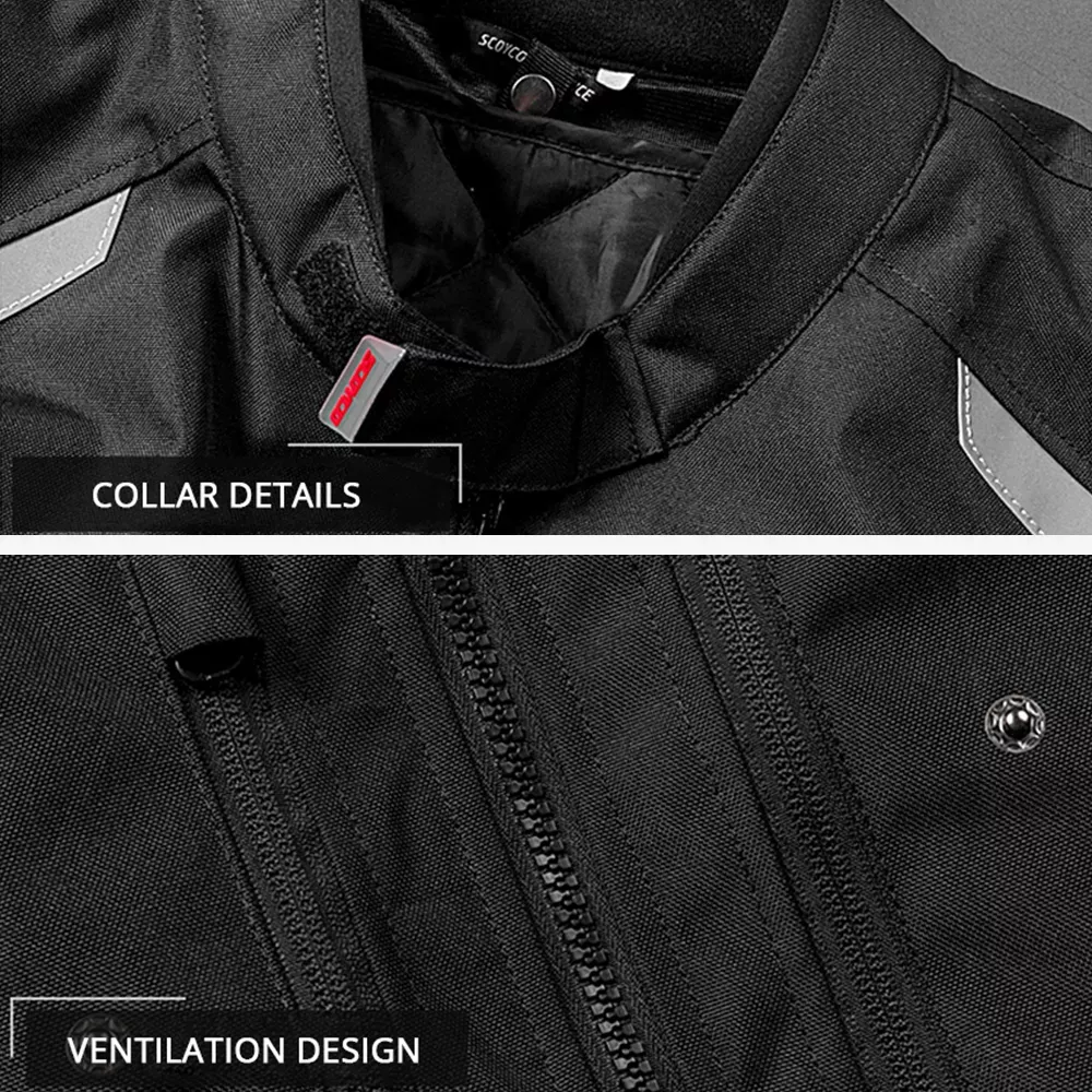 SCOYCO Motorcycle Jacket Men Windproof Moto Riding Racing Motorbike Clothing Protective Gear for Autumn Winter