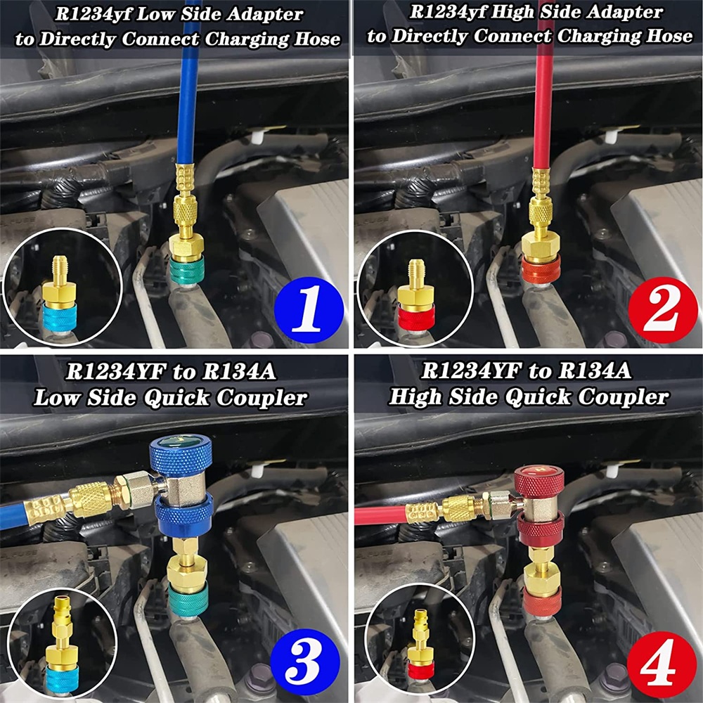 Adapter Quick Fitting Coupler for R1234YF To R134A High Low Side Adapter Fitting Connector Car Airconditioning Fitting Tool
