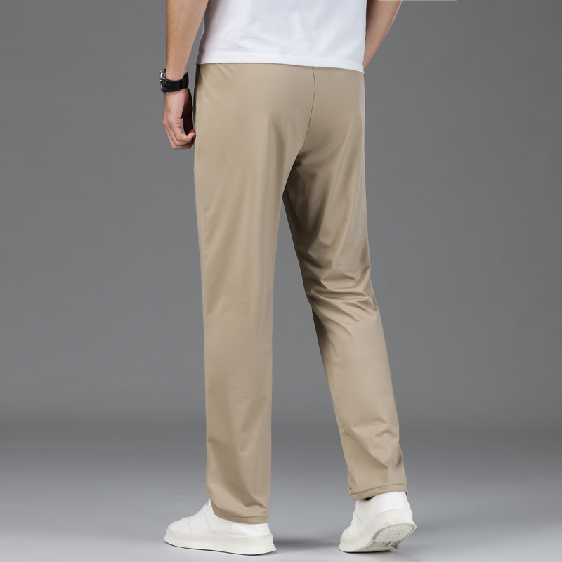 New Summer Casual Men's Simplicity Straight Pants Stretch Smooth Trousers Male Brand Loose Elastic Waist Thin Quick Drying Pants
