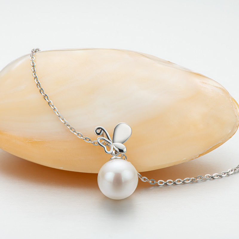 AINUOSHI 925 Silver Original Certified Chain For Women 8-8.5mm Freshwater Pearls Pendant Necklace Birthday Party Jewelry Gift
