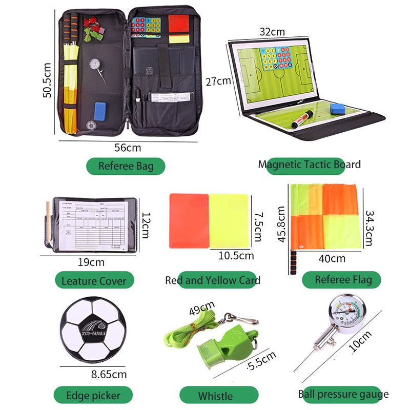 Soccer Referee Bag Coin Cards Whistle Set Professional Football Red And Yellow Card Referee Flag Kit Sports Training Equipment