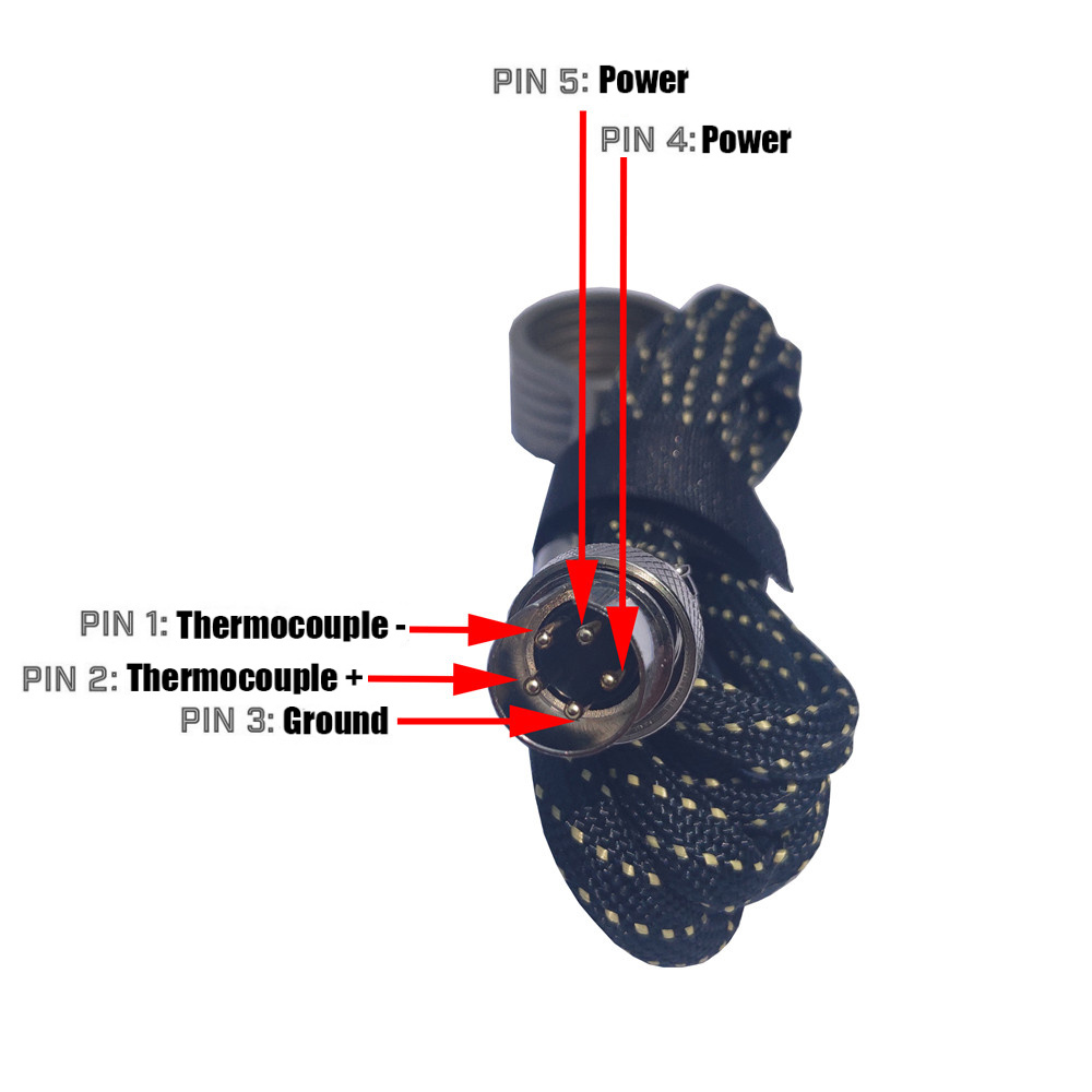 110/220V 22mm Height 20mm Heater Coil with GX16 5Pin DEN Plug and K Type Thermocouple for Dual Button Electric Digital PID Controller