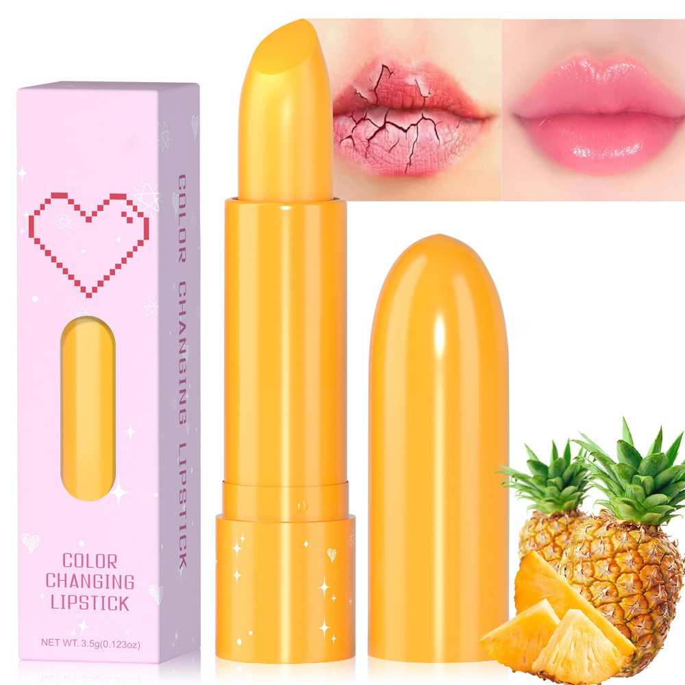 Lip Glow Fruit Flavored Color Changing Lipstick Moisturizing 6 Color Lipstick Temperature Dried Flower Halloween Makeup Kids