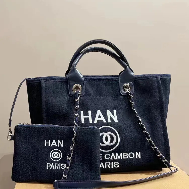 Luxury large channelpursed deauville Beach Bags Shoulder bag Woman Crossbody tote change bag shop travel lady handbags Top quality weekender pearl chain clutch bag