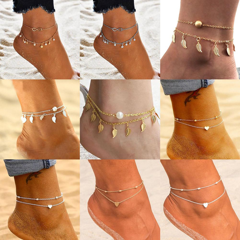 Bohemian Beads Ankle Bracelet On The Leg Anklets for Women Leg Chain Leaves Anklet Leg Bracelet Women Jewelry For Foot Bracelet