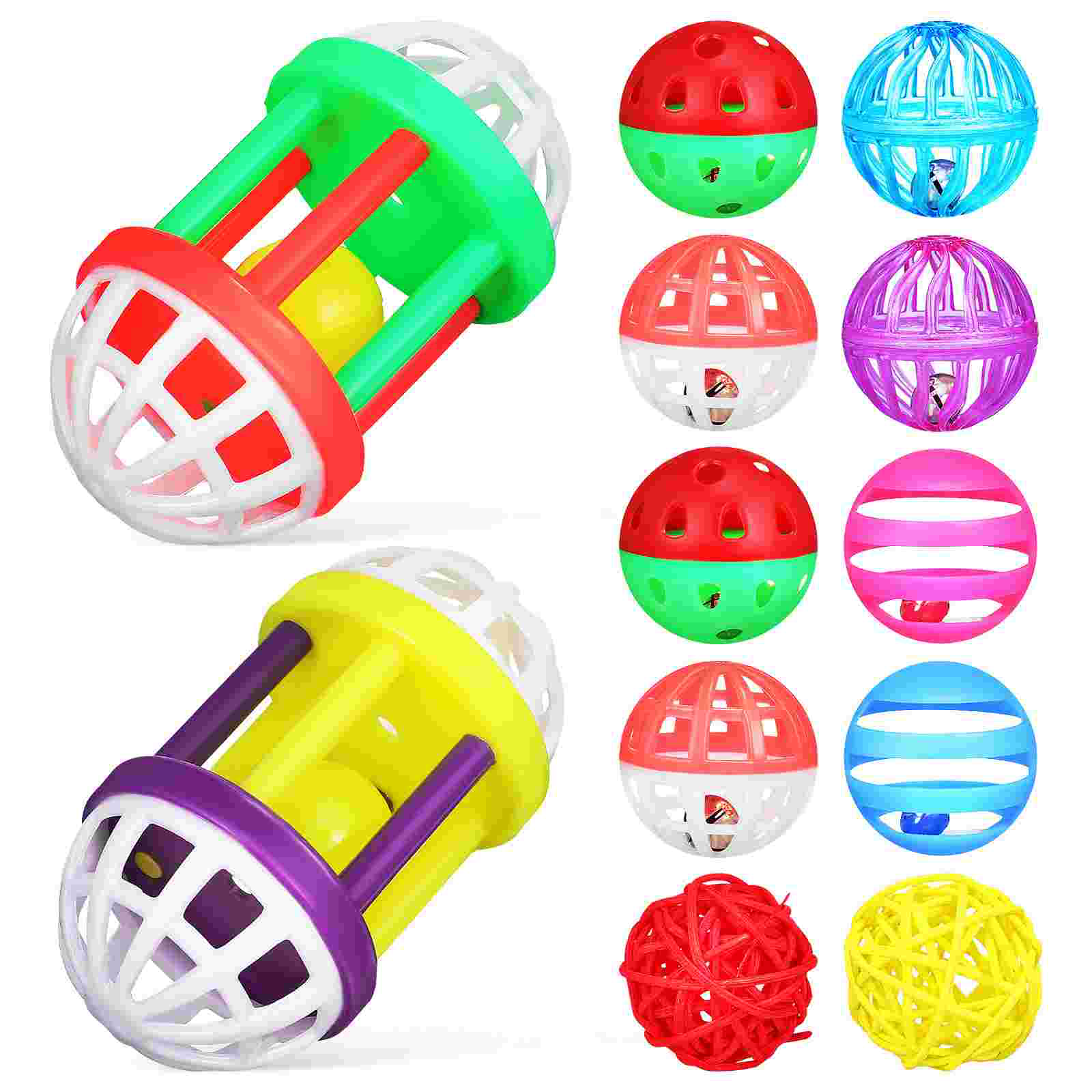 12 Pcs Pet Parrot Treats Bird Toy Ball Perches for Cages Training Toys Birds Plastic