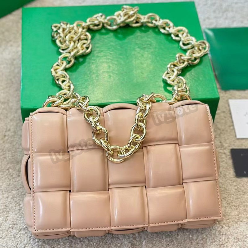 Classic Luxury Chain Cassette Crossbody Bag Leather Women's Bags Designer Woven One Shoulder Wallet 26cm