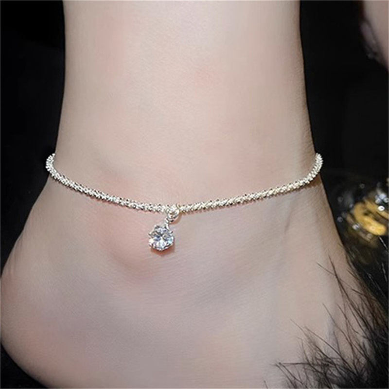 S925 Sterling Silver Anklet Full of Stars Sparkling Super Sparkling Zirconia Anklet Female Premium Niche Design Foot Jewellery