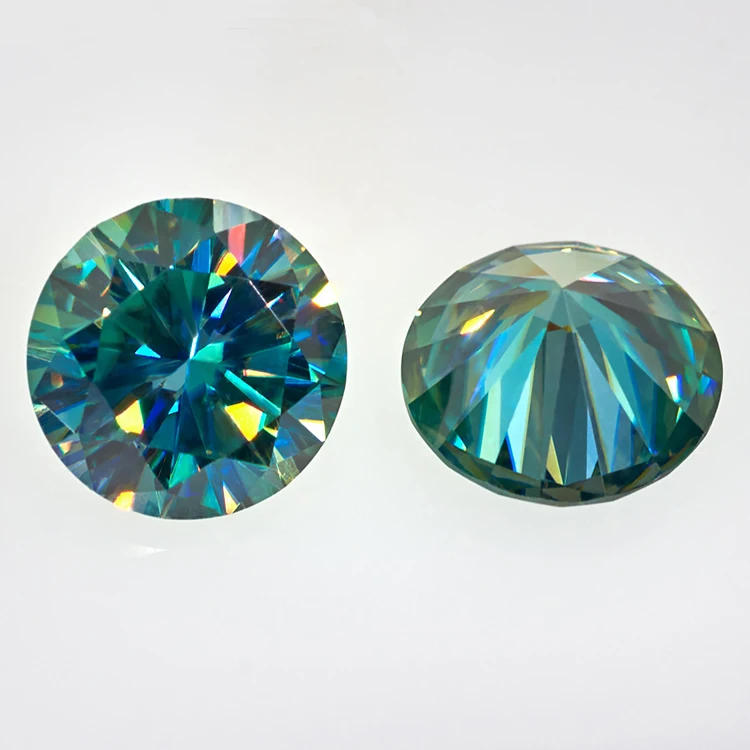 Factory Wholesale Cyan Moissanite Turquoise Color 6.5mm 1.0ct Round Cut Shape Loose Diamonds Gemstones Women Jewelry