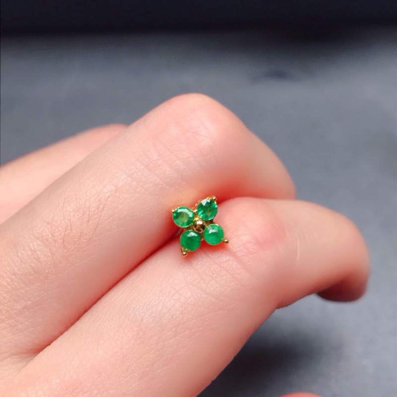 YULEM 100% Natural Emerald Stud Earrings Luxury Style 3*4 Mm 925 Silver Colombian Origin