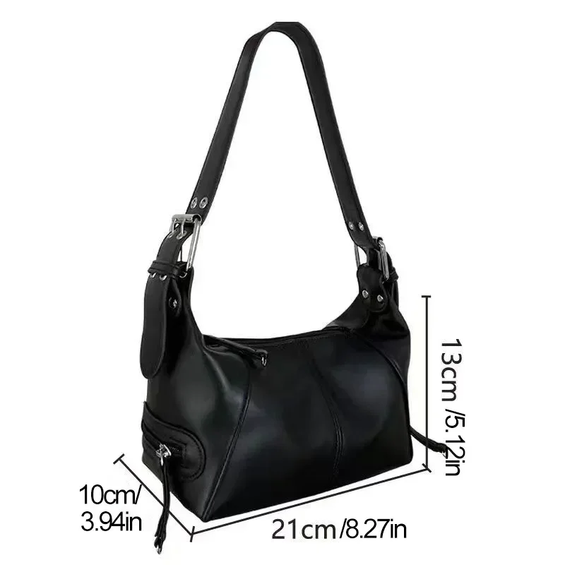 For Women Trendy Motorcycle Handbag Minimalist Shoulder Purse For Girls Street Wear Y2K Style Shoulder Bag