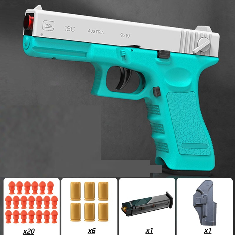 Shell Ejection Pistol Handgun Toy Gun Blaster with Extra Magazine Continuous Shooting Model Launcher For Adul
