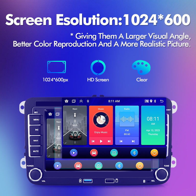 7 Inch For VW Volkswagen Golf 5 6/Polo 6R Android11 Carplay GPs BT Head Unit Wifi Car Radio Multimedia Player DSP 2Din Video
