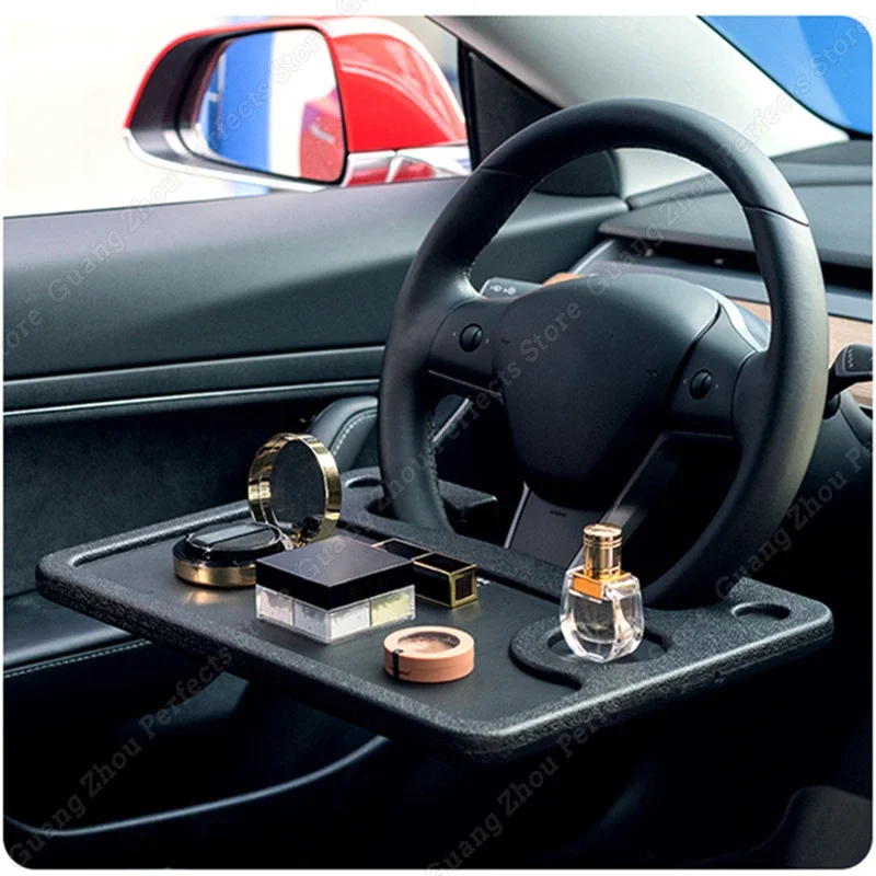 Car Steering Wheel Eating Tray Auto Desk Laptop Tablet iPad Notebook For Tesla Model 3 S X Y 2012-2021 Car Travel Eating Table