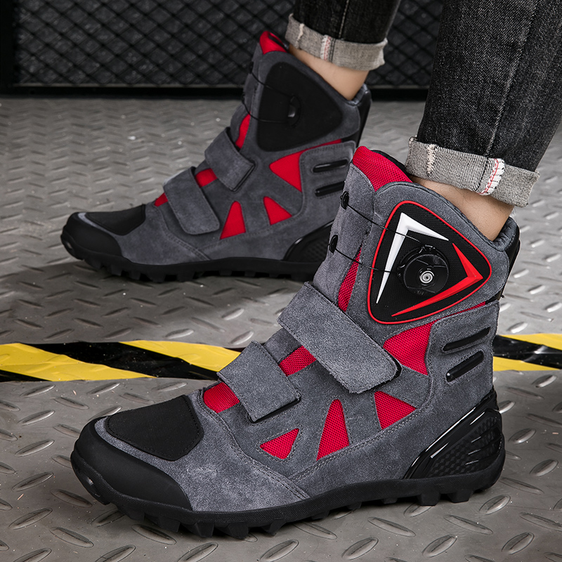 2024 New Motorcycle Boots Botas Moto Microfiber Leather Motocross Off-Road Racing Boots Motorbike Riding Shoes Men Moto Boots