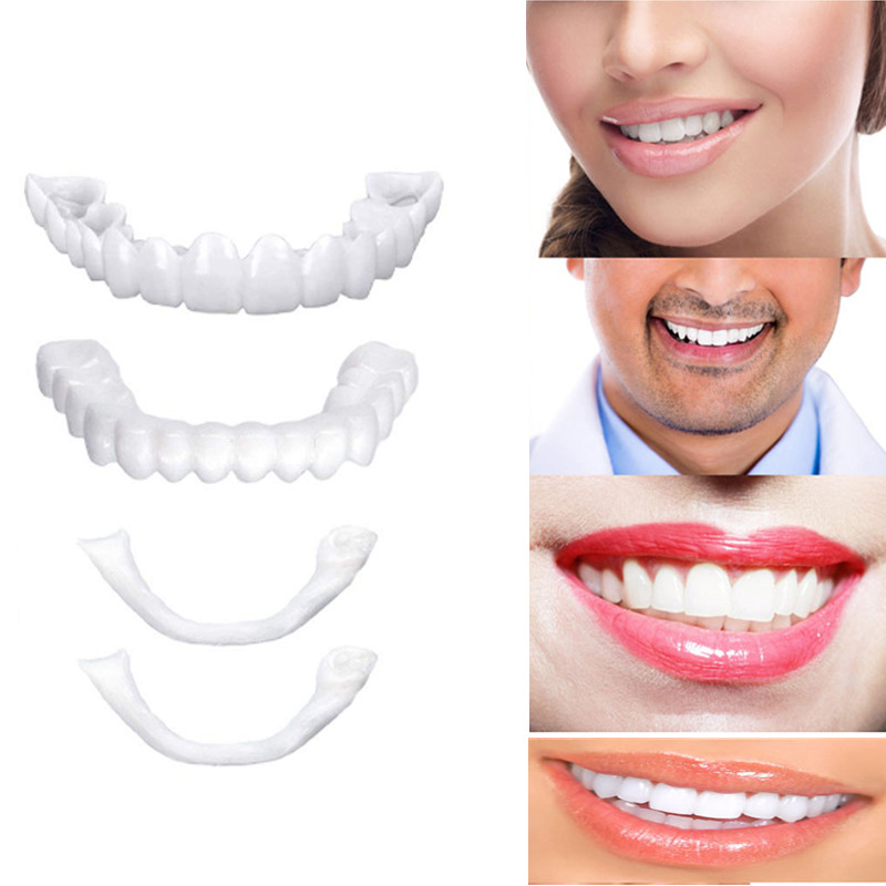 Perfect Fit Teeth Whitening Fake Tooth Cover Snap On Silicone Smile Veneers Teeth Upper Beauty Tool Cosmetic Teeth High-Quality