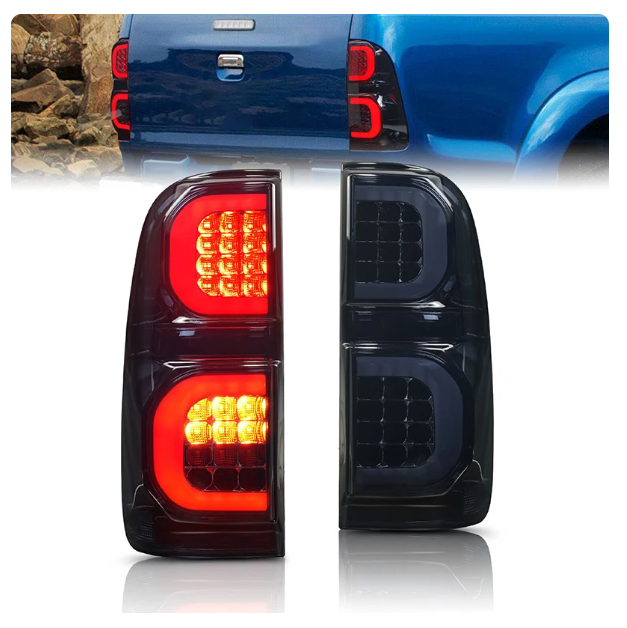 2PCS LED Tail Light Rear Running Light+Brake+Reverse Lamp+ Amber Turn Signal Taillight Assembly For Hilux Vigo 2005-2015
