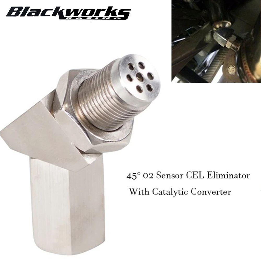 High quality 45 Degree O2 Oxygen Sensor Adapter Extender Spacer CEL Eliminator With Catalytic Converter P0420 P0430 Silver