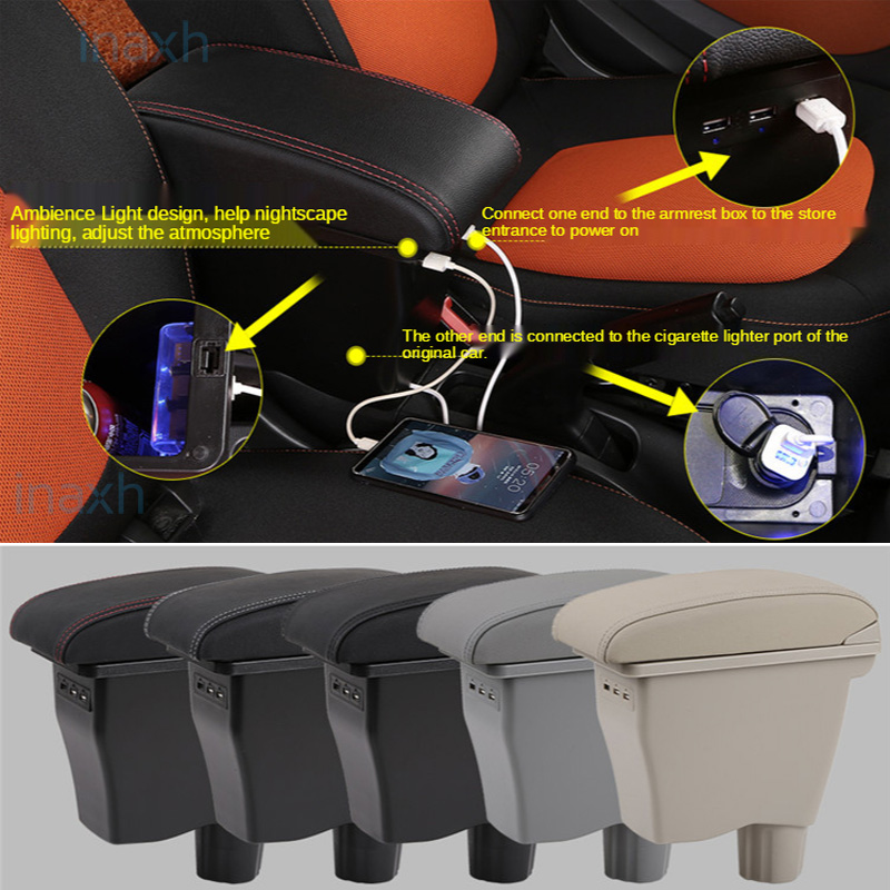 For Smart Fortwo Armrest for Mercedes New Smart 453 Fortwo Forfour Car Armrest box Retrofit parts Interior Storage box 2015-2018