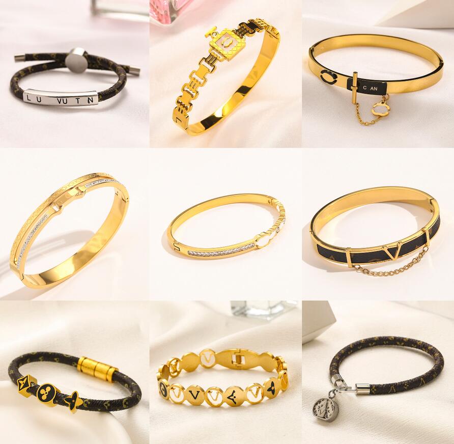 New Styles Bangle wer Letter Designer Bracelets Gold Plated Stainless Steel Men Womens Wristband Cuff Bangles Girls Wedding Party Charm Jewelry Gifts