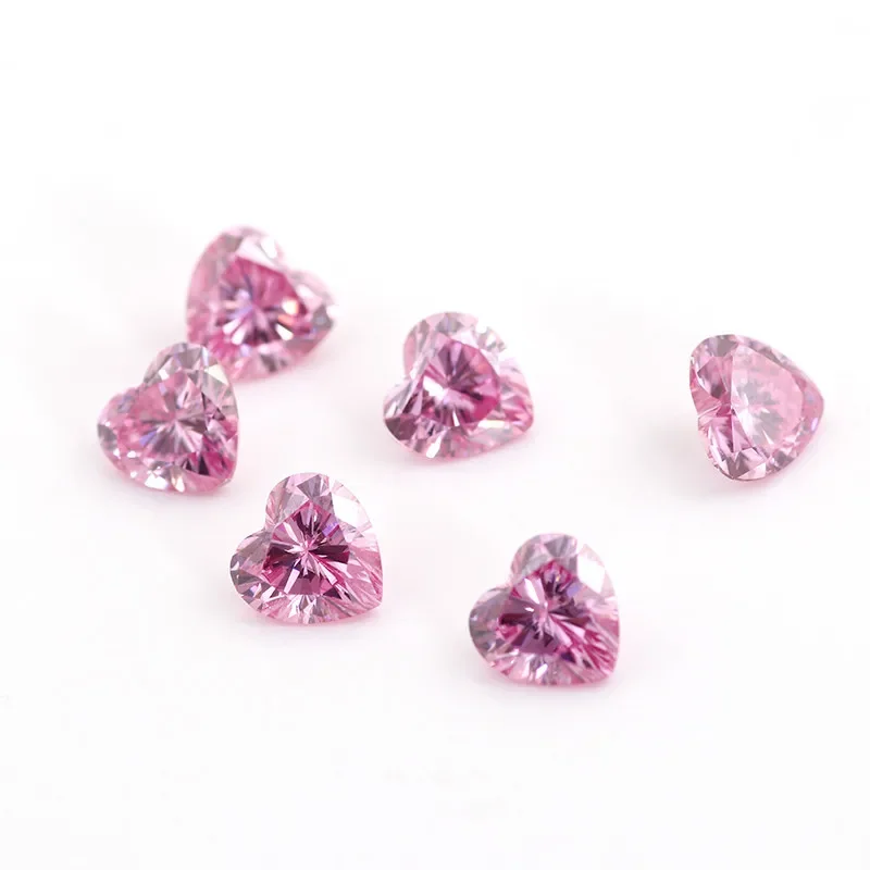 Heart Cut Dark Pink Moissanite Lab Grown Diamond Ewelry DIY Ring Necklace Earrings Main Stone Diamonds with GRA Certificate