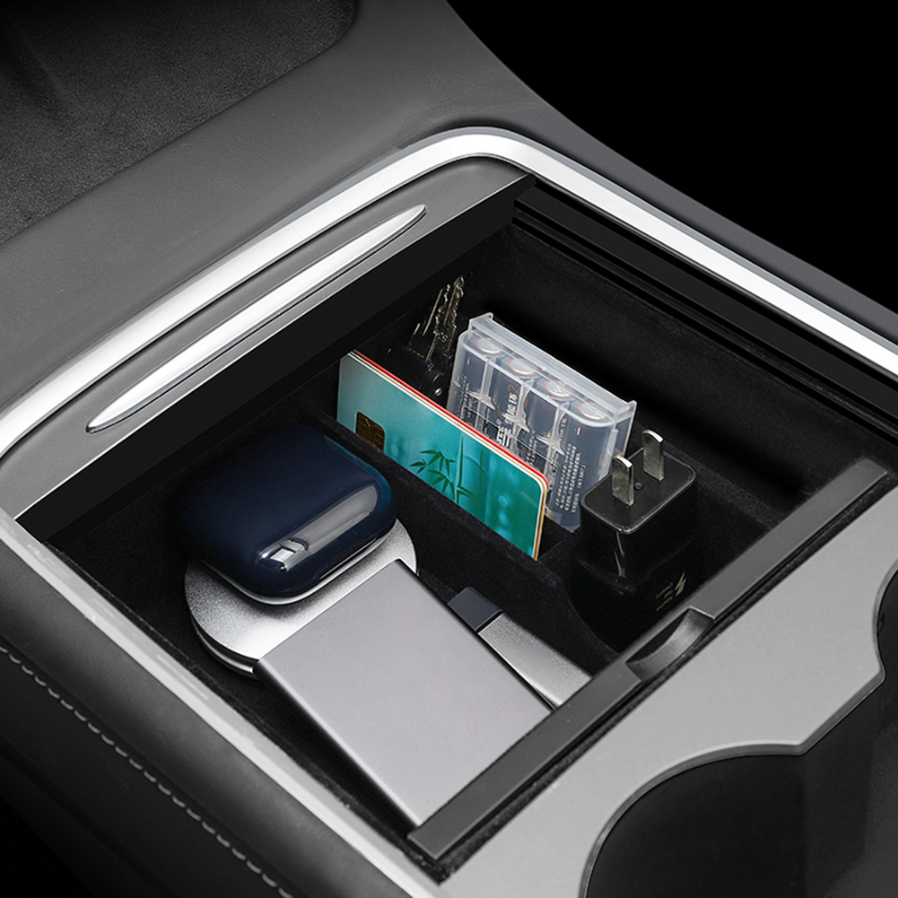 2pcs Car Center Console Organizer Cubby Drawer Console Storage Box Auto Interior Accessories for Tesla Model 3 Model Y 2021-2022