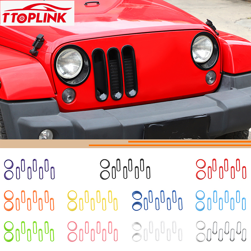 ABS Exterior Headlight Decorative Ring/Grille Decorative Ring Cover without Mesh for Jeep Weangler JK 2007-2017 Car Accessories