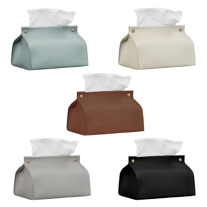 PU Leather Tissue Bag Dustproof Car Sundries Storage Box Accessory for Bedroom Bathroom Bathroom Storage