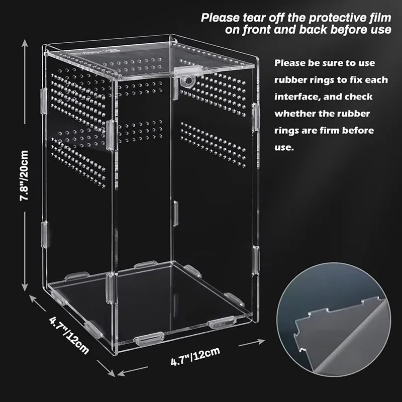 Reptile Acrylic Transparent Terrarium Habitat Breeding Box Reptiles Cage Nano Arboreal Tarantula Enclosure Bearded Dragon