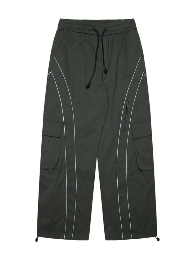 HOUZHOU Baggy Wide Leg Pants Men Oversize gray Cargo Trousers Male Loose Casual Sweatpants Streetwear Hip Hop M522 35