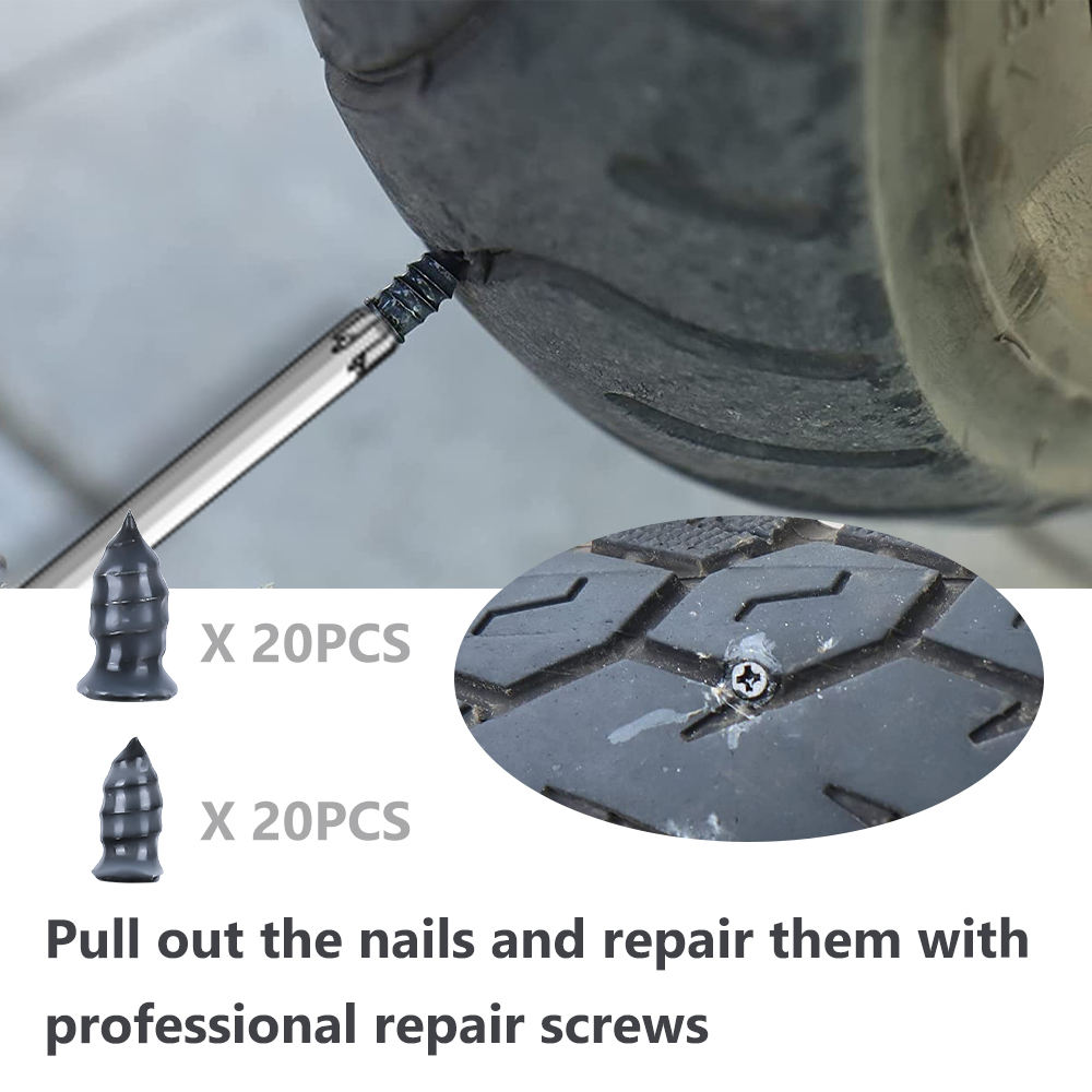 Podofo Car Tire Repair Rubber Nail Tire Repair Screw Tire Rapid Repair Rubber Nails Vacuum Tire Repair Nail Fast Repair Tool