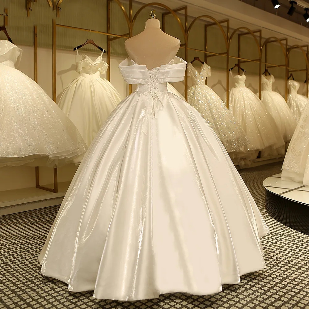 Vintage Pure Dubai White Wedding Dresses Bridal Ball Gowns Cathedral Train Crystal Beaded Vestido De Novia