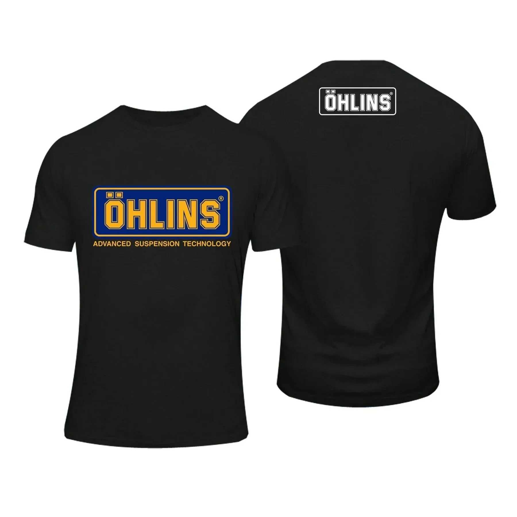 Men's T-Shirts Summer cotton T-shirt for men Ohlins Suspension car motorcycle sports Racing T-shirt Casual oversized top for men Family wear T240