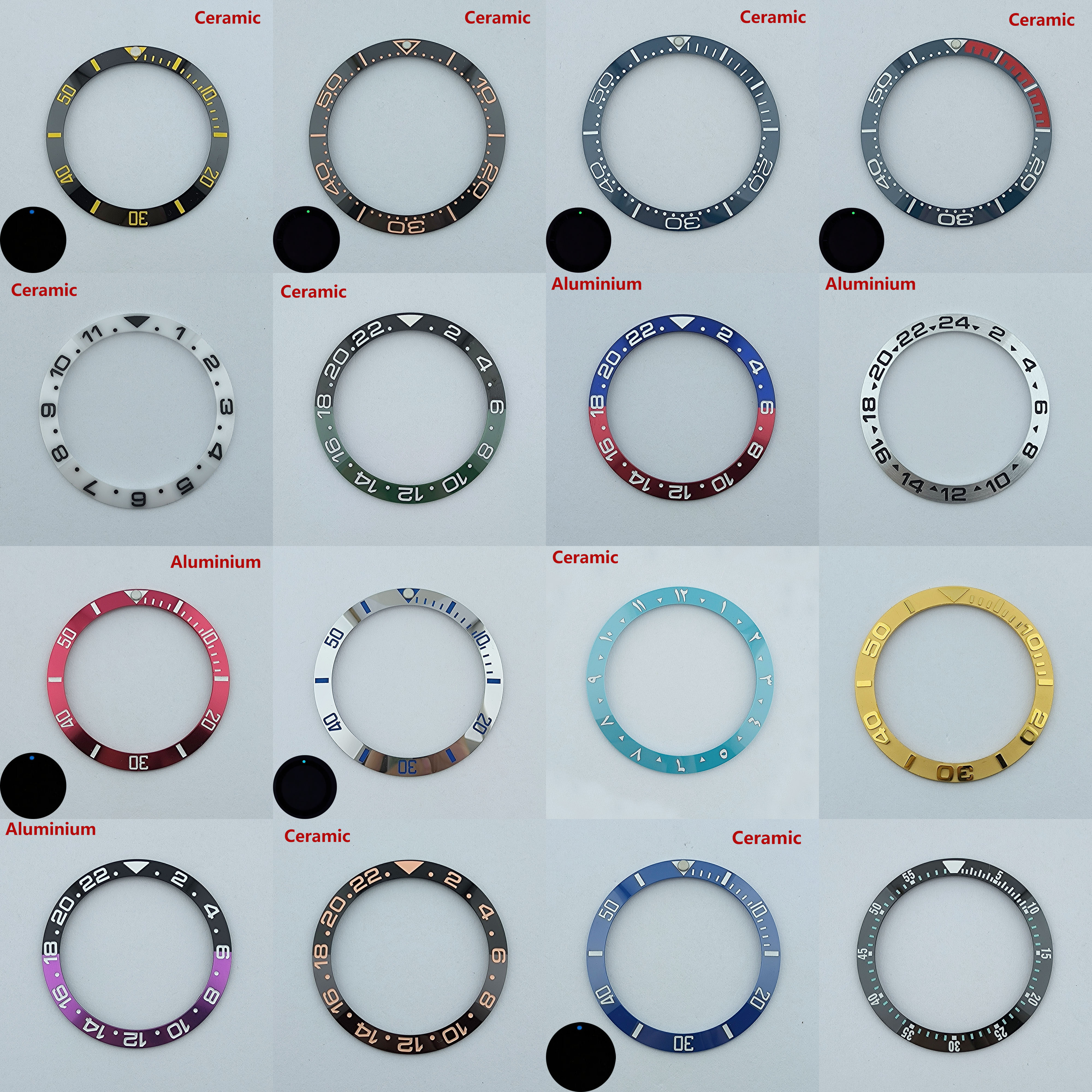 38mm ceramic/aluminium insert bezel watch green/blue luminous bezel is tilted for 40mm SUB case watch accessory repair tool
