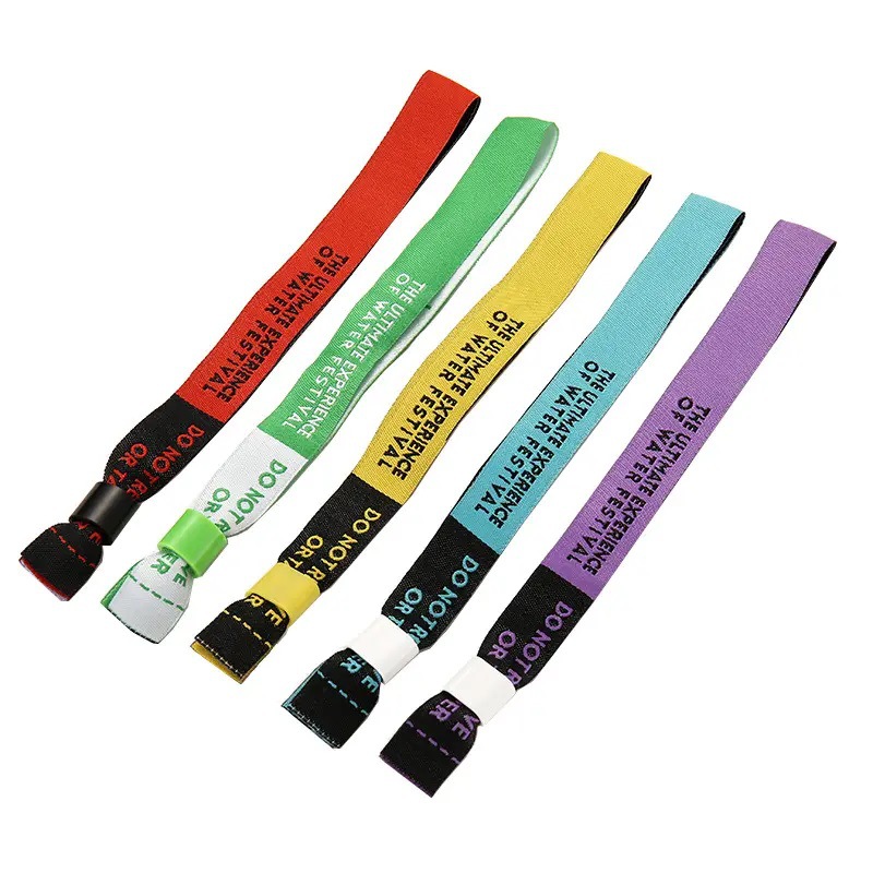 Wholesale Adjustable Party Festival Events Custom Polyester Fabric Bracelets Logo Design Wristbands
