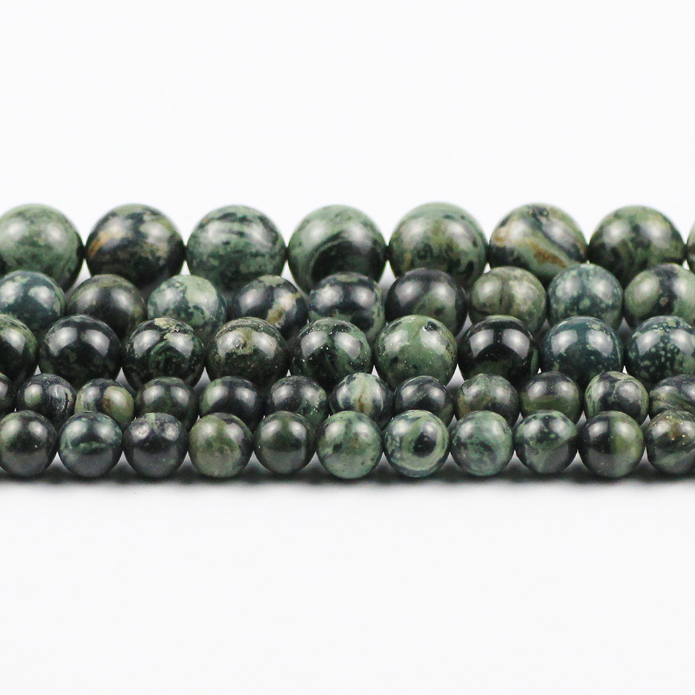 Natural Stone New kambaba jaspers Round Texture Green Spacer Loose beads for jewelry Making Bracelets DIY 6mm 8mm 10mm 15inch