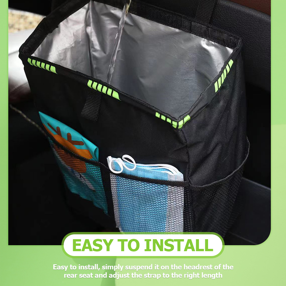 Car Storage Bag Seat Back Organizer Waterproof Backseat Hanging Oxford Cloth Trash Bin Assecories