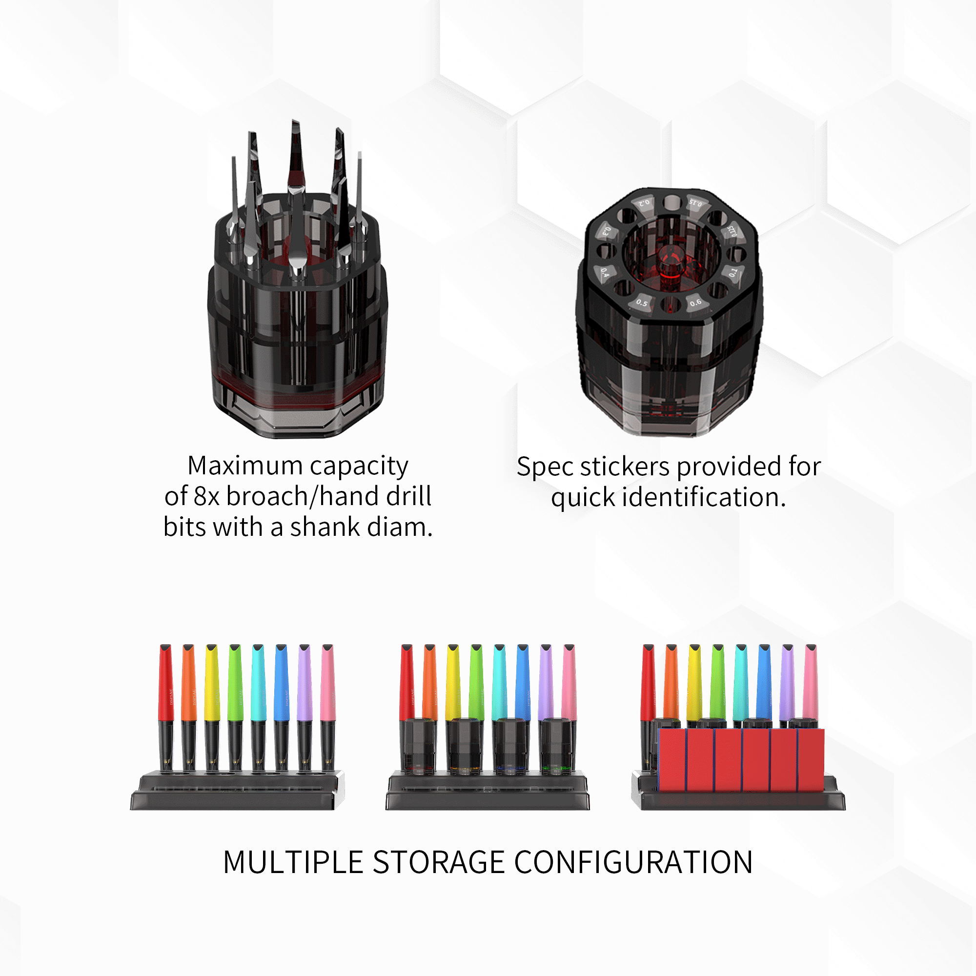 DSPIAE 4 pcs/set PT-PR PT-R Tool Storage Bin Tool Stand Cutting Bits Stprage Compartment Red Yellow Green Blue