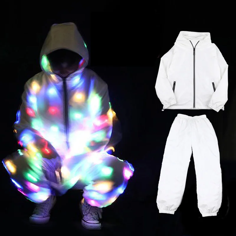 Light Up Rave Jacket Adult Kids Dance performance Fancy Dress Flash LED Lighs Waterproof Clothes cool night running props 0522