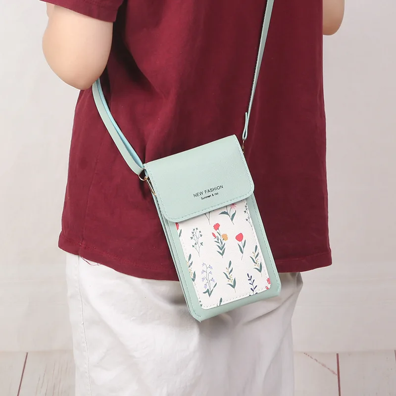 New Touchable Screen Phone Bag Girls One Shoulder Crossbody Small Bag Small Mini Printed Women's Backpack Charging Hole