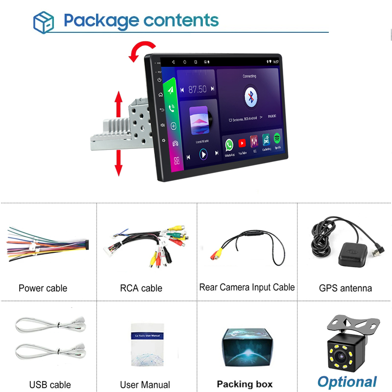 7/9/10inch Car Android Universal Screen Display with GPS Car Play 1DIN Multimedia Player Stereo CarPlay Auto Radio Bluetooth