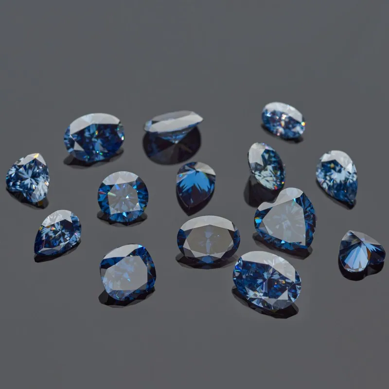 AIOSC Oval Cut Loose Real Moissanite Stone ViVid Blue Moissanites Gemstones for Diamond Ring with GRA Certificate Precious Gems