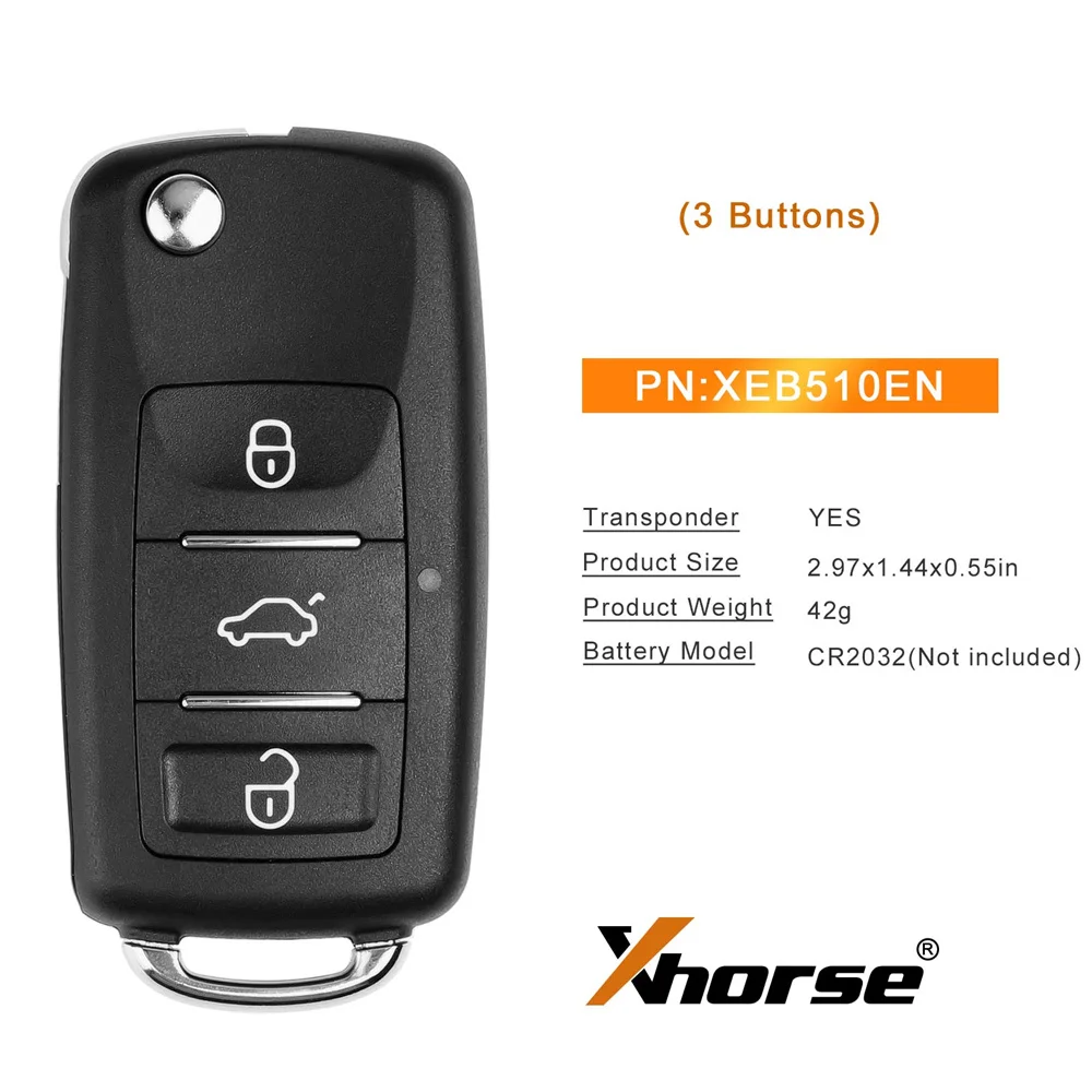 5pcs Xhorse XEB510EN B5 Super Remote with XT27B Super Chip 3 Buttons Car Remote Key for Volkswagen Car Keys for VVDI Key Tool