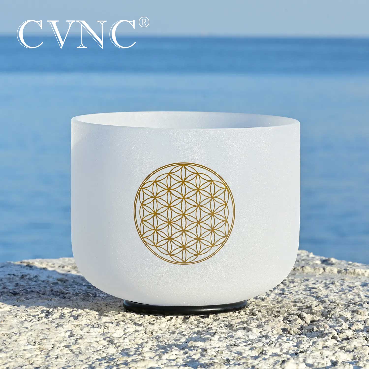 CVNC 8 Inch 528 Hz Life Flower Design Crystal Singing Bowls Quartz Chakra For Sound Healing Instrument Meditiation