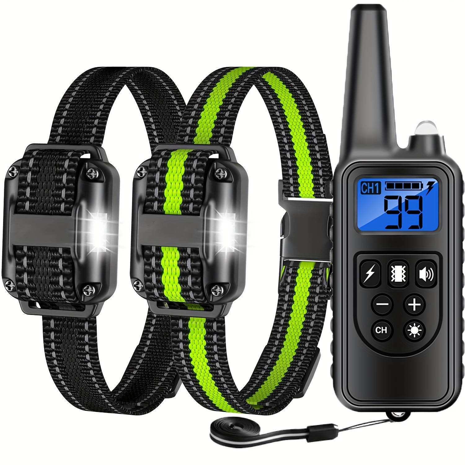 Dog Shock Collar with Remote, Dog Training Electric Collar, Waterproof Rechargeable,Dog Shock Collar with LED Light, Beep, Vibra