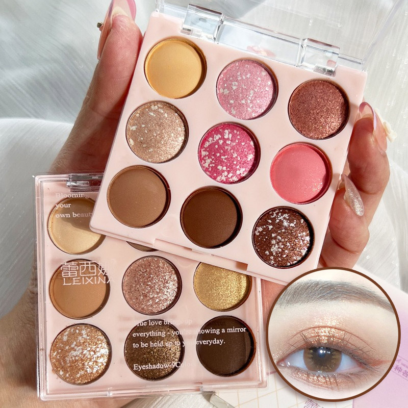 9Colors Eye Shadow Palette Pink Purple Earth Tone Pigments Tinted Powder Face Highlighters Pearly Glitter Matte Eyeshadow Pallet