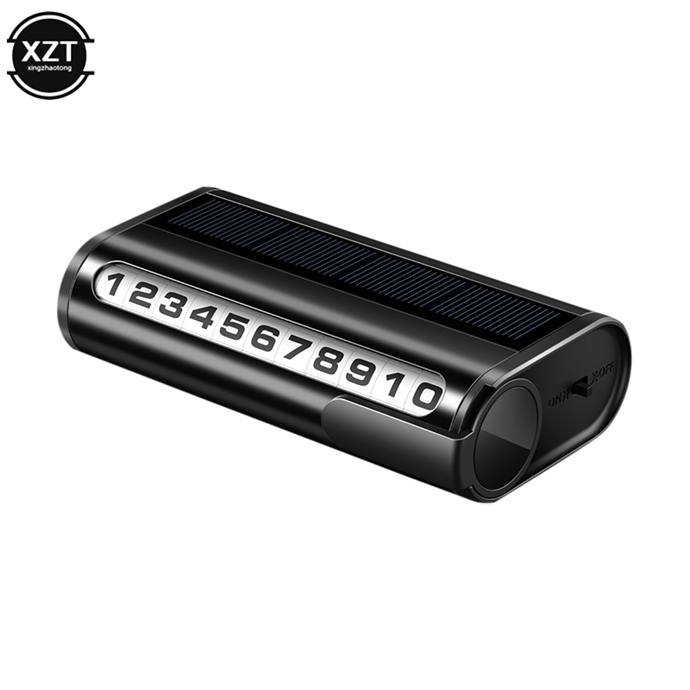 Car Parking License Plate Luminous Car Moving License Plate Solar Charging Temporary Parking Phone Number Card Car Accessories