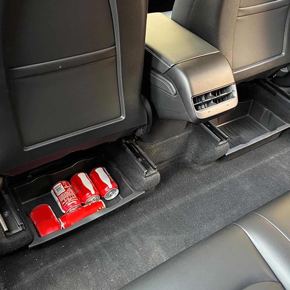 for Tesla Model Y Storage Under Seat Drawer Hidden Storage Box TPE Texture 100% Fit Unlock Car Storage Space Car Accessories